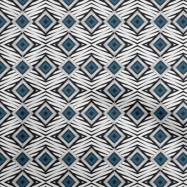 oneOone Velvet Teal Blue Fabric Abstract Geometric Sewing Craft Projects Fabric Prints By Yard 58 Inch Wide