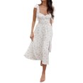 thumbnail image 1 of Kmbangi Robe de Soirée Midi d'Été pour Femmes Couleur Unie Sans Manches Robe de Plage Dos Nu Fendue, 1 of 6