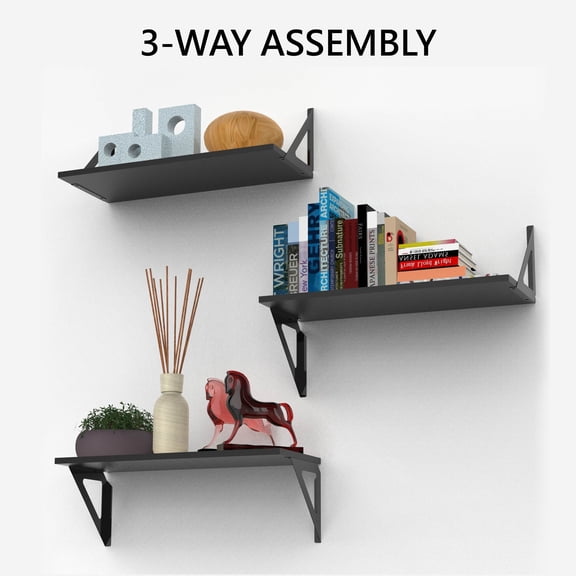 Hyper Tough 6 in. x 15 3/4 in. Modern Black Laminated Wood Shelf Kit