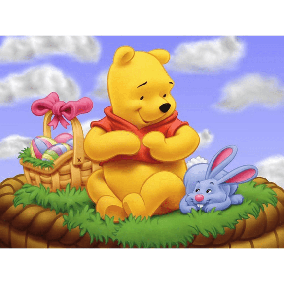 DIY Diamond Painting Winnie the Pooh 12x16Inch, Full Round Drill Kits Cross Stitch Mosaic Art for Adults Relax & Home Wall Decor Festival Gift