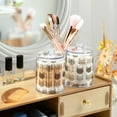 thumbnail image 3 of Yayeee 2 Pack Qtip Holder Bathroom Cotton Swab Canister with Lid Clear Dispenser Set, Light Gray Cat Pattern, 3 of 6