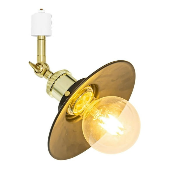 FSLiving Adjustable Angle J-Type Track Pendant Light with E26 Gold Base&Vintage Black Metal Shade Lighting for Kitchen Sink Loft Counter,Customizable (Bulb & Ceiling Track Sold Separately) - 1 Light
