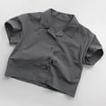 thumbnail image 2 of Rggeeun Kids Boy's Tshirts Turndown Collar Solid Color With Simple Printed Shirt Casual Thin Breathable Top Comfortable Daily Wear ,Grey,3-4 Years, 2 of 4