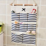 Walbest Linen Cotton Fabric Hanging Organizer 6/8 Pockets Wall Door Hanging Storage Bag Home Organizer