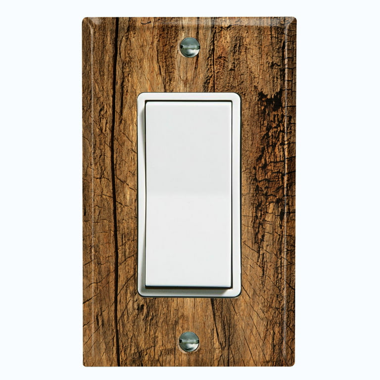 Metal Light Switch Plate Outlet Cover Wood Tree Grain Wallpaper WOD004 
