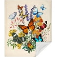 thumbnail image 3 of Butterfly Blanket Beautiful Butterfly Throw Blanket Ultra Soft Flannel Vintage Botanical Butterflies Blanket Gifts for Kids Adults 60x80, 3 of 6