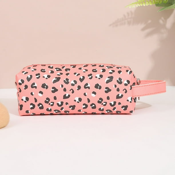 Large Capacity Travel Makeup Bag,Portable Cosmetic Bag Imitation Leather Osmetic Bag Large Opening Design Makeup Organizer Bag