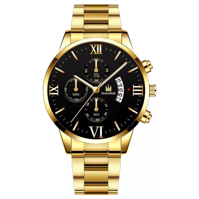 Reloj de cuarzo con correa de acero para hombre, reloj de negocios de tres ojos, falso, de moda, de escala simple