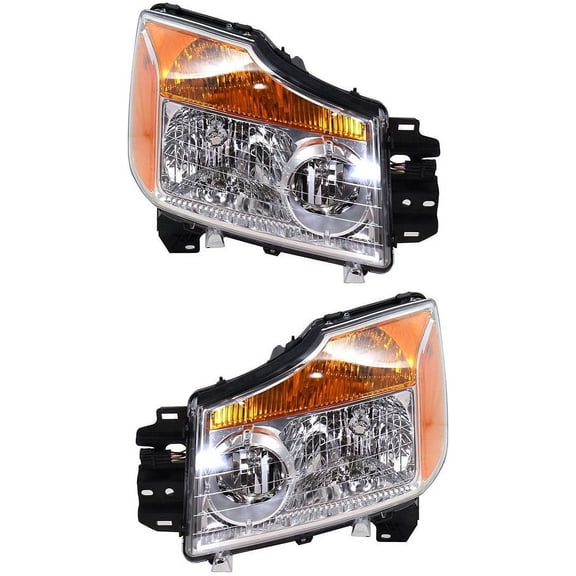 Garage-Pro Driver and Passenger Side Headlight for Nissan Titan 2008-2015 Halogen With bulb(s) Replaces# 260609FF0A 260109FF0A