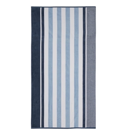 Checkered Stripes 100% Cotton Oversized Beach Towel Dusky Blue