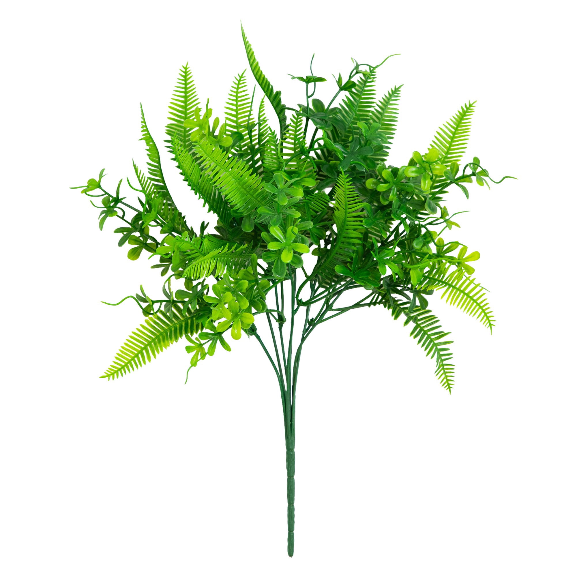 14in. UV Resistant Artificial Mixed Greens Bush (Indoor/Outdoor) - Set of 4
