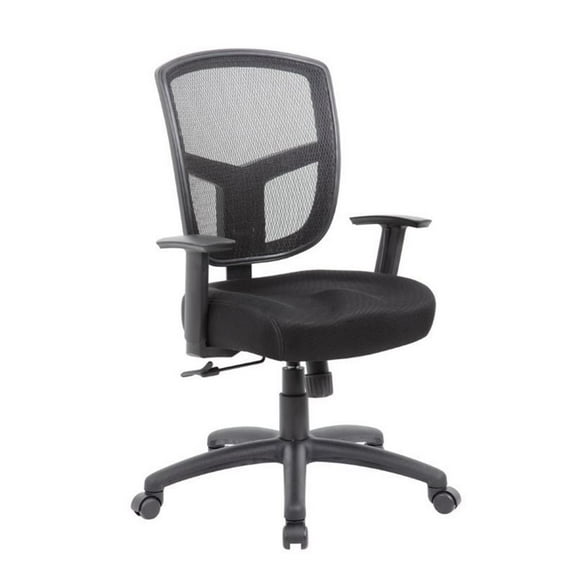 Kingfisher Lane Modern Mesh Fabric Adjustable Armrests Task Chair in Black