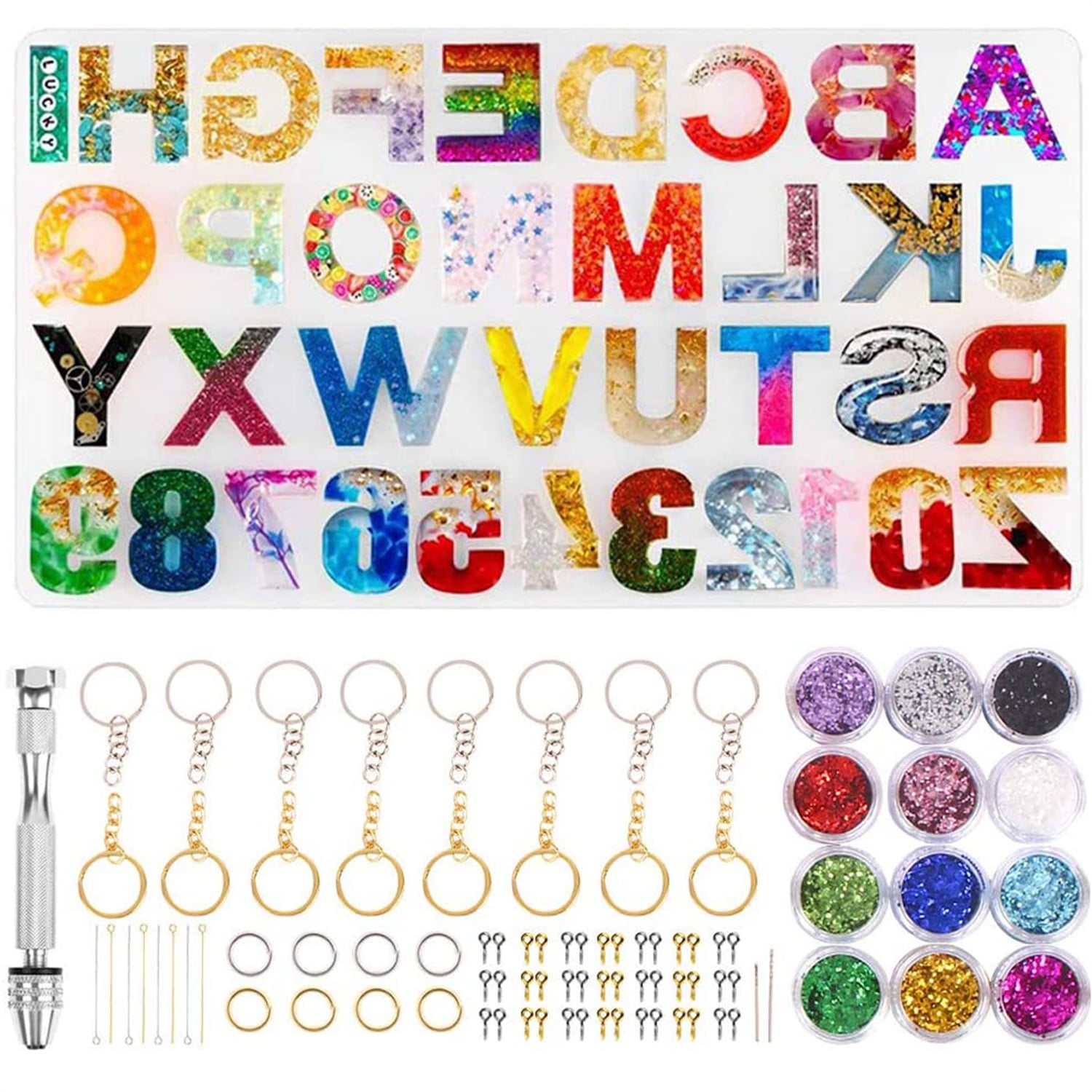 Generic Alphabet Resin Molds Kit DIY Keychain Pendant Epoxy Resin Casting