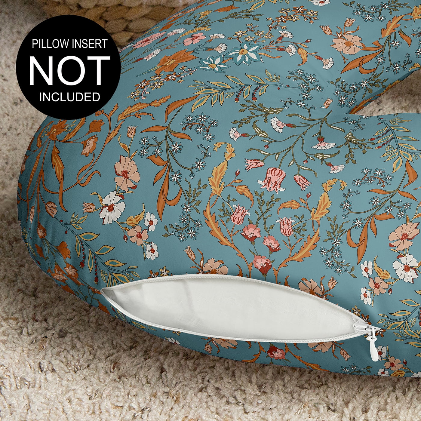 Sweet Jojo Designs Boho Floral Wildflower Blue and Orange Girl Nursing Pillow Cover Case (Pillow Not Included)