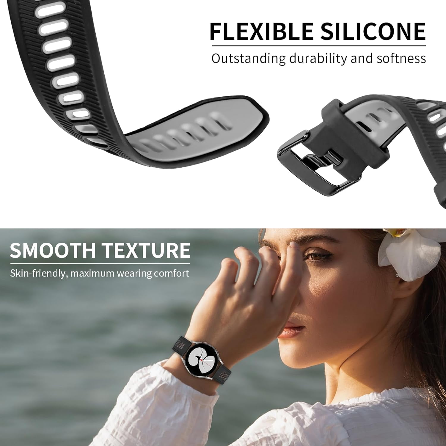 CRKMGS-Compatible with Garmin Forerunner 945/ Forerunner 935 Watch Bands, Soft Silicone Sports Garmin 935/Fenix 5/Fenix 5 Plus Watch Band Replacement for Garmin Forerunner 945 Smartwatch