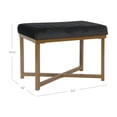 thumbnail image 2 of Tufted Velvet Ottoman - Black : Upholstered Footstool, Metal Legs, Rectangle Shape, 250lb Capacity, 2 of 7