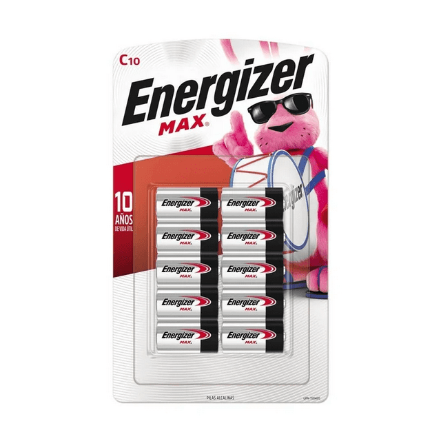 Pilas Alcalinas Energizer Max C – Paquete Con 10 Piezas | Larga Duración Y Protección Antifugas