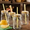 The Pioneer Woman Simple Homemade Goodness 16-Ounce Mason Jars with Lid and Straw, Set of 4