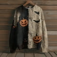 thumbnail image 5 of Kopltyrfg Halloween Sweater Men Stitched Print Patchwork Vintage Pullover Spooky Pumpkin Face Funny Sweatshirt Casual Holiday Costumes Black S, 5 of 6