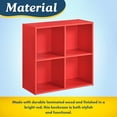 thumbnail image 3 of Kings Brand Furniture - 4 Cube Storage Organizer Book Shelf, Toy Storage Organizer for Playroom, Bedroom, Nursery School, Red, 3 of 9