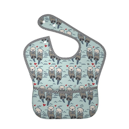 

Bingfone Mess-Proof Baby Bib - Waterproof Bib for Baby Boy or Girl with Food Catcher Pocket Unisex-Sea Otter