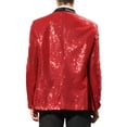 thumbnail image 3 of INSPIRE CHIC Men's Sequin Sport Coats Shawl Lapel One Button Wedding Shiny Blazer L Burgundy, 3 of 7