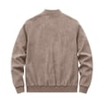 thumbnail image 3 of FRSASU Men's Suede Bomber Jacket Zip‑Up Stand Collar Long Sleeve Casual Lightweight Outerwear with Side Pockets Brown, 3 of 7