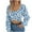 Blue, variant on Womens Long Sleeve Crop Tops Cross Hem Floral Print Square Neck Going Out Blouse Tees Spring Fall Fashion (XL, White)