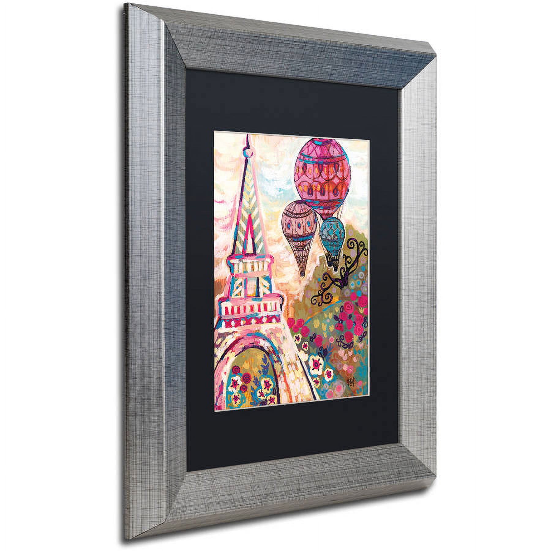 Trademark Fine Art "Ballons Sur Paris" Canvas Art by Natasha Wescoat, Black Matte, Silver Frame