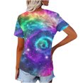 thumbnail image 5 of Fesfesfes Womens Shirts Women's Fashion Casual Print Astral V-neck Short Sleeve T-shirt Yoga Top 3XL(US:14), 5 of 5