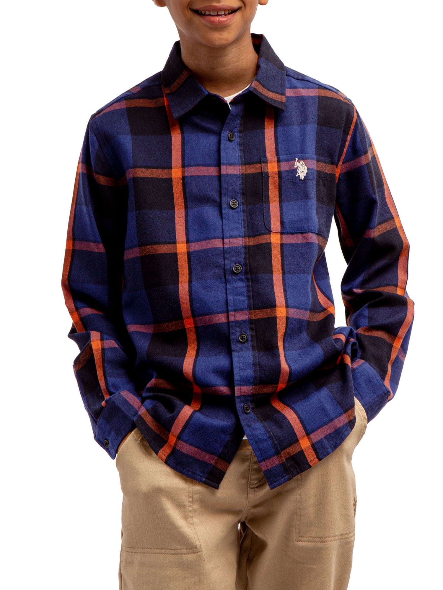 U.S. Polo Assn. Boys Flannel Button Up Shirt, Sizes 4-18