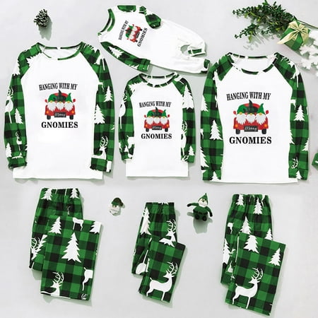 

Holloyiver Christmas Pajamas For Family Christmas Baby Kids Child Printed Top+Pants Family Matching Pajamas Set Matching Christmas Pjs For Family Green-Baby