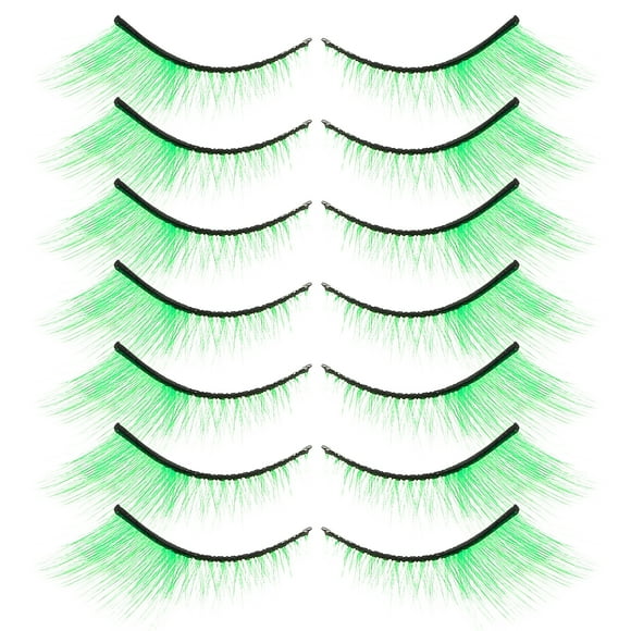 KAKOWELY pares de pestañas postizas verdes para el Día de San Patricio, pestañas postizas irlandesas de ojo de gato, esponjosas, para Halloween, cosplay, escenario, fiesta, maquillaje.
