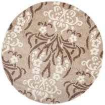 SAFAVIEH Florida Donald Floral Shag Area Rug, Beige/Cream, 5' x 5' Round