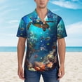 thumbnail image 4 of Daiia Underwater Fish Turtle Hawaiian Shirt for Men Gentle Cotton Regular Short Sleeve Casual-X-Large, 4 of 9