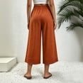 thumbnail image 5 of Aimik Women's Elastic Waist Cropped Cotton Pants Loose Casual Culottes Breathable Comfortable Summer Bottoms, 5 of 6