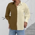 thumbnail image 2 of IROINNID Reduced Women's Long Sleeve V-Neck Shirts Daily Printing Stitching T-Shirt Long Sleeve Blouses Tops,Brown, 2 of 7