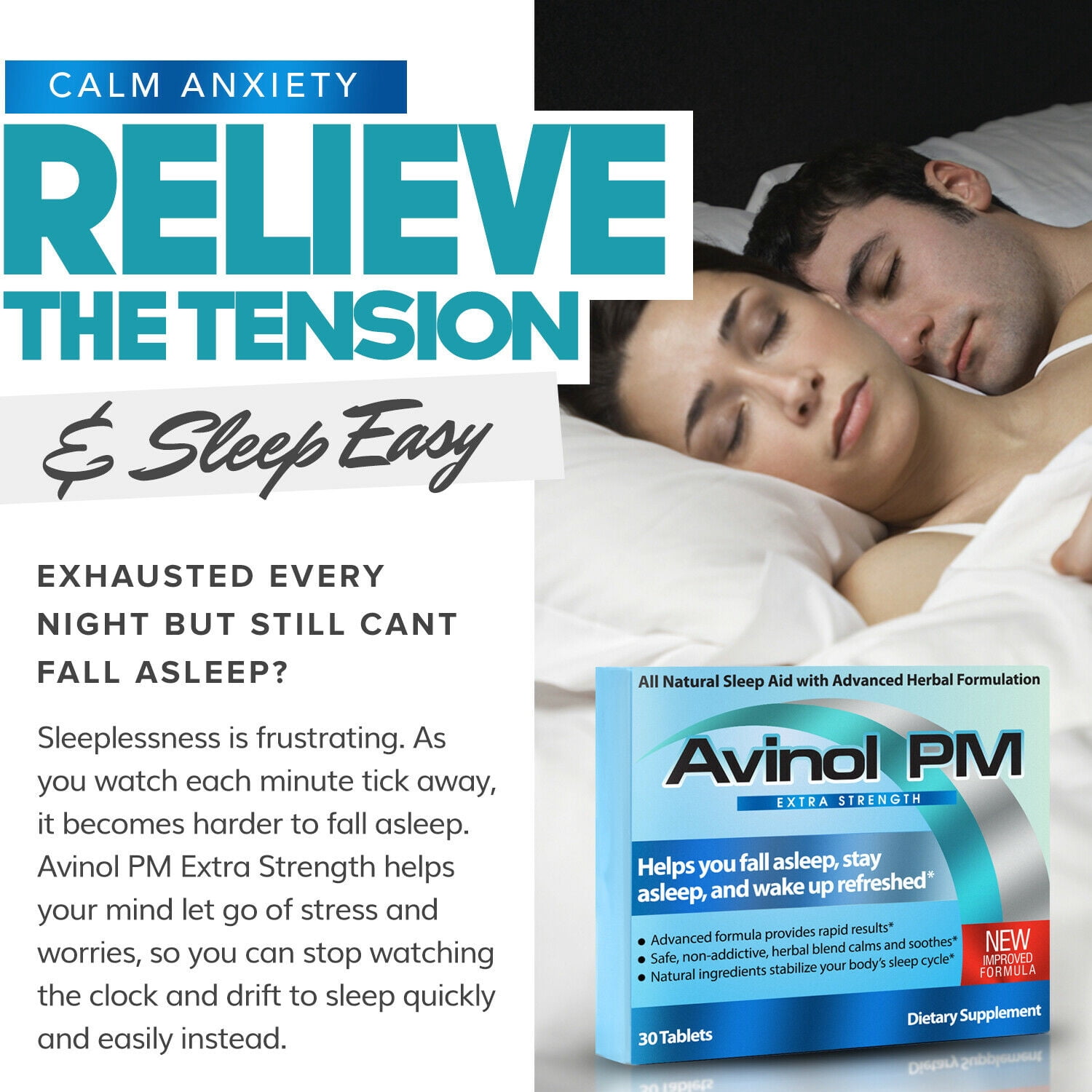 Avinol PM Extra Strength Natural Sleep Aid Herbal Formula 2 Pack (60 Count)