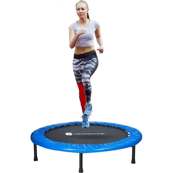 New Bounce Mini Trampoline for Kids and Adults, Foldable Indoor Trampoline Fitness Rebounder, Sturdy Trampoline Holds 150–220 lbs
