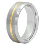 Men's Yellow and Gray Tungsten Ring, 8mm