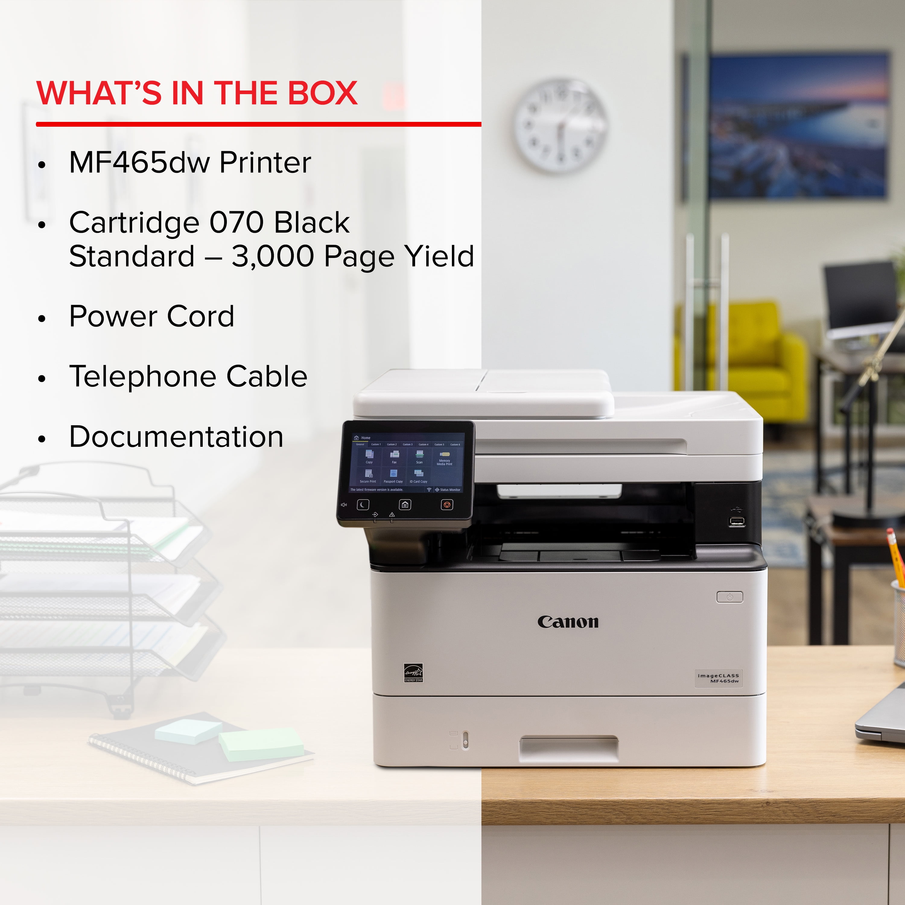 imageCLASS MF465dw - Wireless Duplex Laser Printer with Print, Copy, Scan,  Fax, Expandable Paper Capacity and 3 Year Limited Warranty