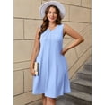 thumbnail image 2 of SHOWMALL Women's Plus Dresses Casual Sleeveless Beach Tank Sundress with Pockets 4X Light Blue, 2 of 7