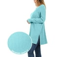 thumbnail image 4 of J. METHOD Women’s Knit Sweater Long Sleeve Round Neck Thermal Waffle Warm Casual Tunic Pullover Side Slit Knitted Top NEWT392 Iceblue M, 4 of 5