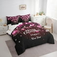 thumbnail image 3 of Manfei Cartoon Snowflake Tree Bedding Comforter Set 7pcs, Happy New Year Queen Bedding Sets, Pink Christmas Ball Reversible Queen Sheet Sets, Super Cozy Room Decor, 3 of 7