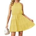 thumbnail image 3 of Sleeveless Women Chiffon Spaghetti Halter Ruffle Sun Flowy Dress, 3 of 4