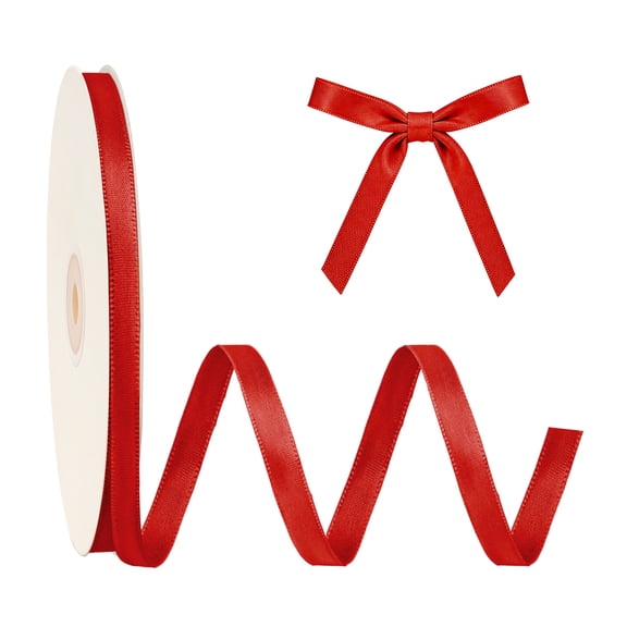 LaRibbons 3/8" Red Single Face Satin Ribbon, 100 Yard