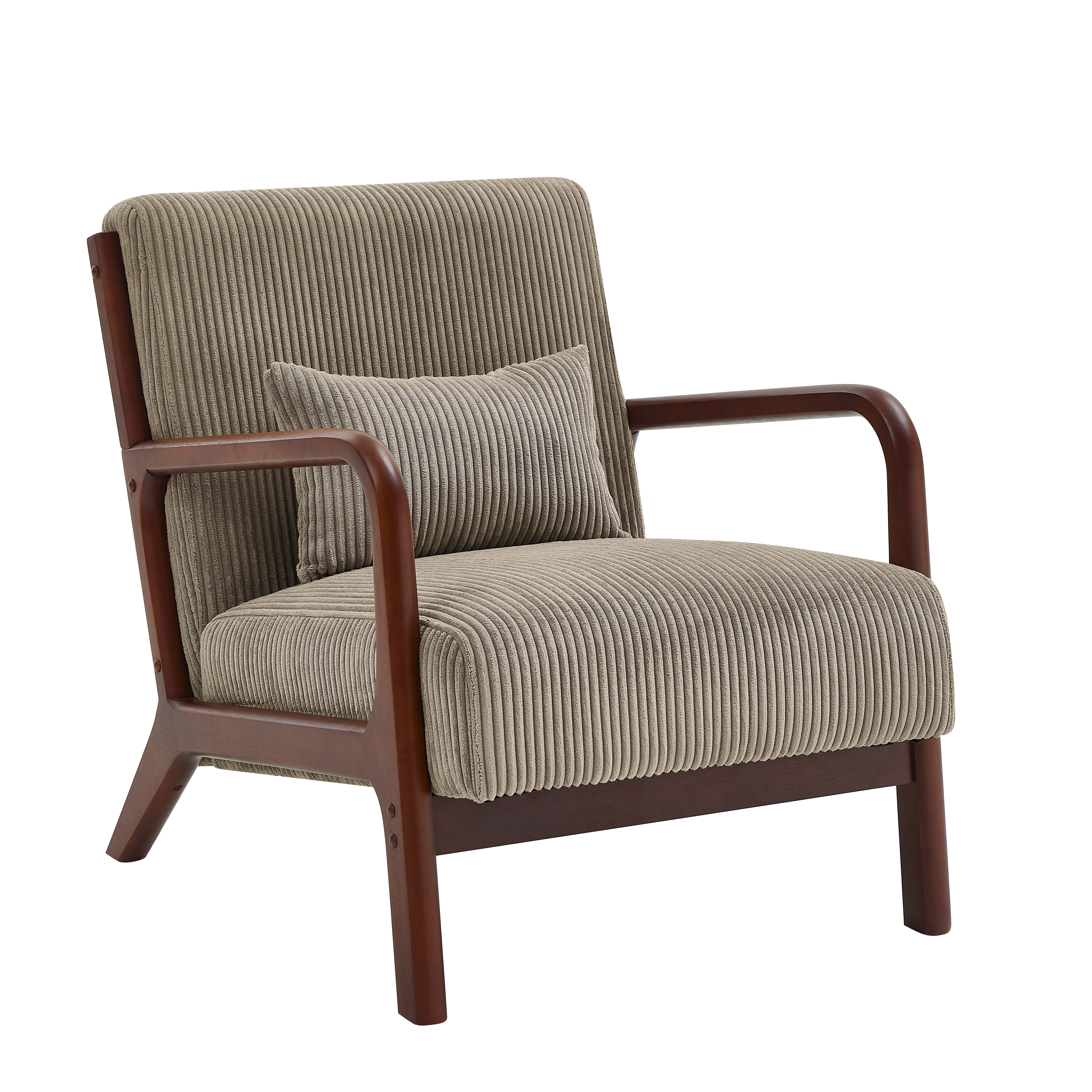 Corduroy Upholstered Wooden Armchair