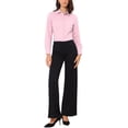 thumbnail image 2 of INSPIRE CHIC Women's Button Down Bodysuit Collared Lapel Long Sleeve Work Shirt Top L Pink, 2 of 6