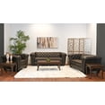 thumbnail image 3 of Roundhill Horton Faux Leather Chesterfield 3-Piece Living Room Set, Sofa Loveseat and Chair, Ridgeline Brownie, 3 of 16
