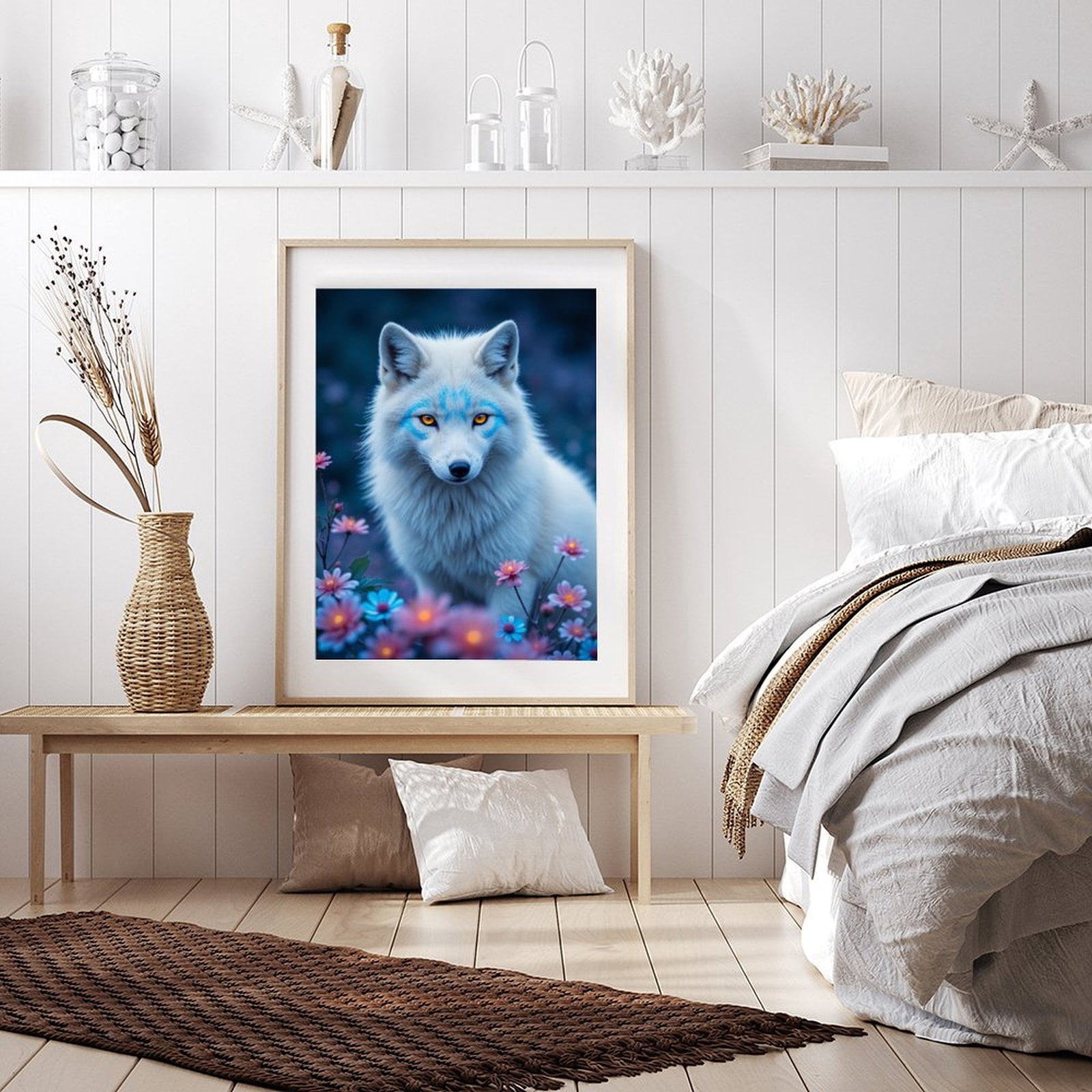 Diamond Art Kit for Adults, Enchanted Fox With Vibrant Flowers Diamond Painting for Adults Beginners, DIY Diamond Art Painting Kits, 5D Diamond Painting Crafts for Home Decor 12x16 Frameless